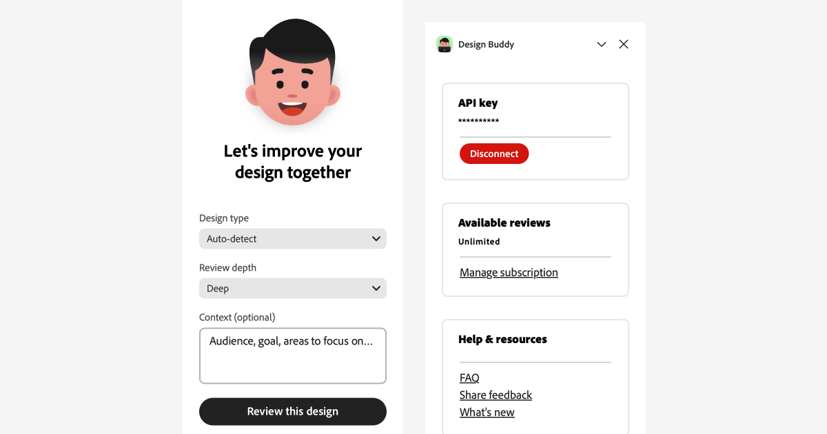Review depth option in the Adobe Express add-on